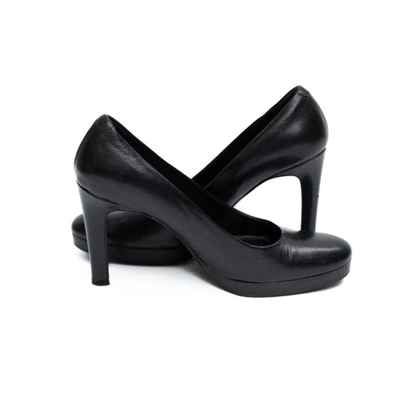 Via Spiga Platform Heels Women’s 6 Black Leather Pumps Made in Italy Career Goth - Picture 6 of 11
